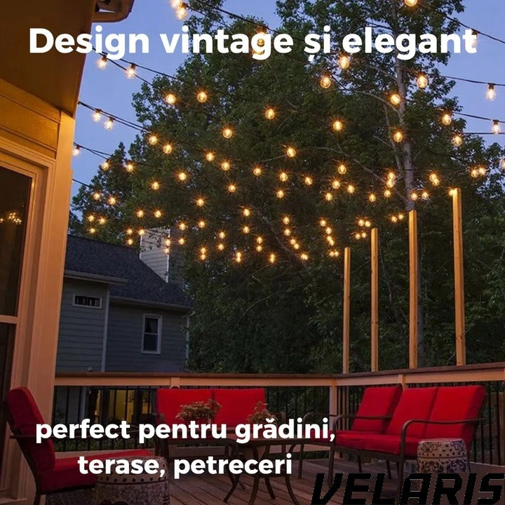 Ghirlanda luminoasa led 8 metri cu 25 becuri G40 interconectabila rezistenta la exterior cu bec de rezerva inclus