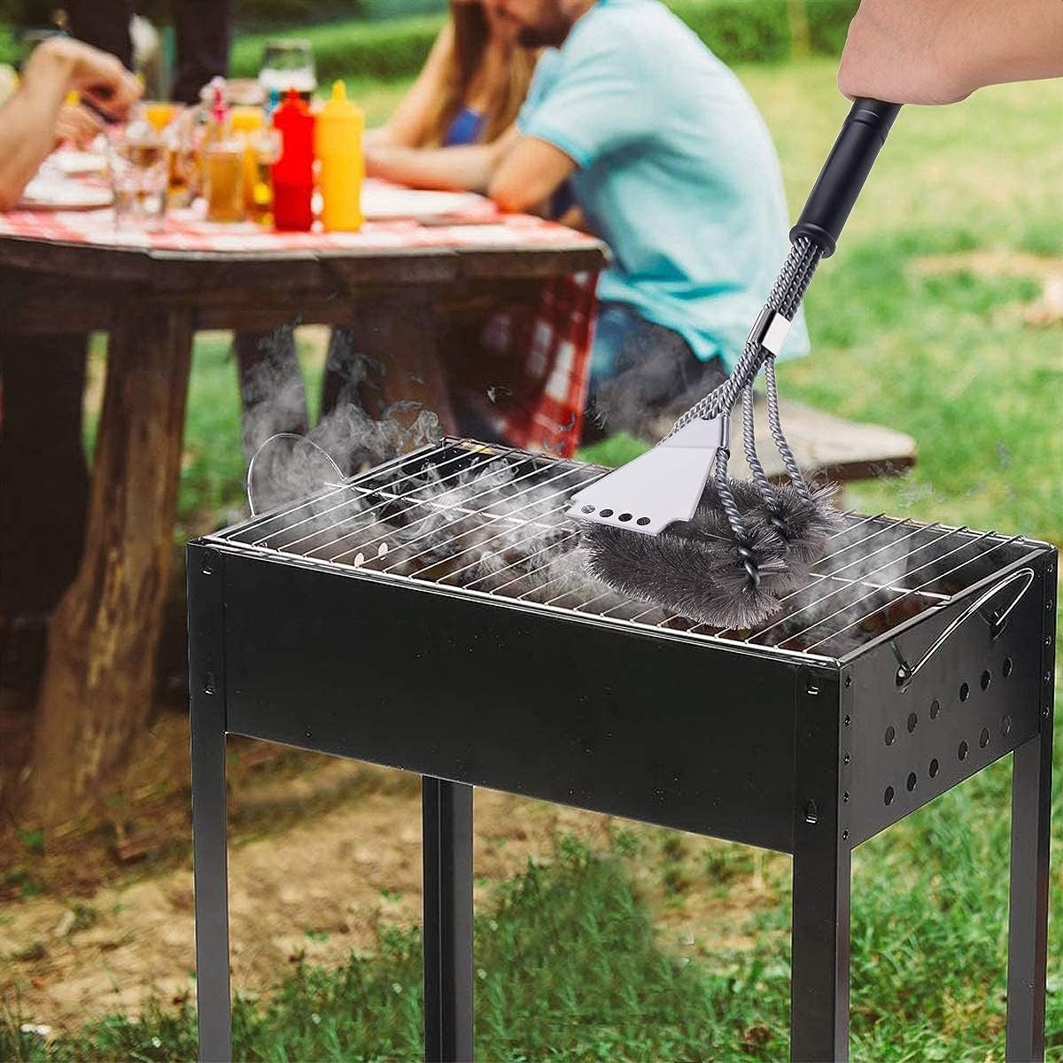 Perie grill din otel inoxidabil cu raschiator, 45x7x8 cm, sarma zincata