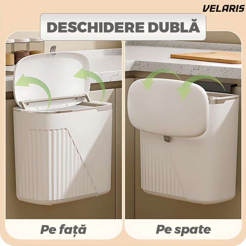 Coș de gunoi alb, 7 L, design modern, două moduri de deschidere