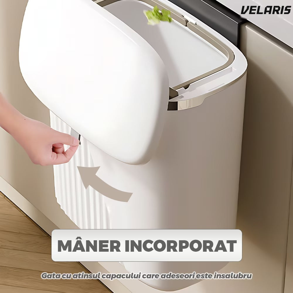 Coș de gunoi alb, 7 L, design modern, două moduri de deschidere
