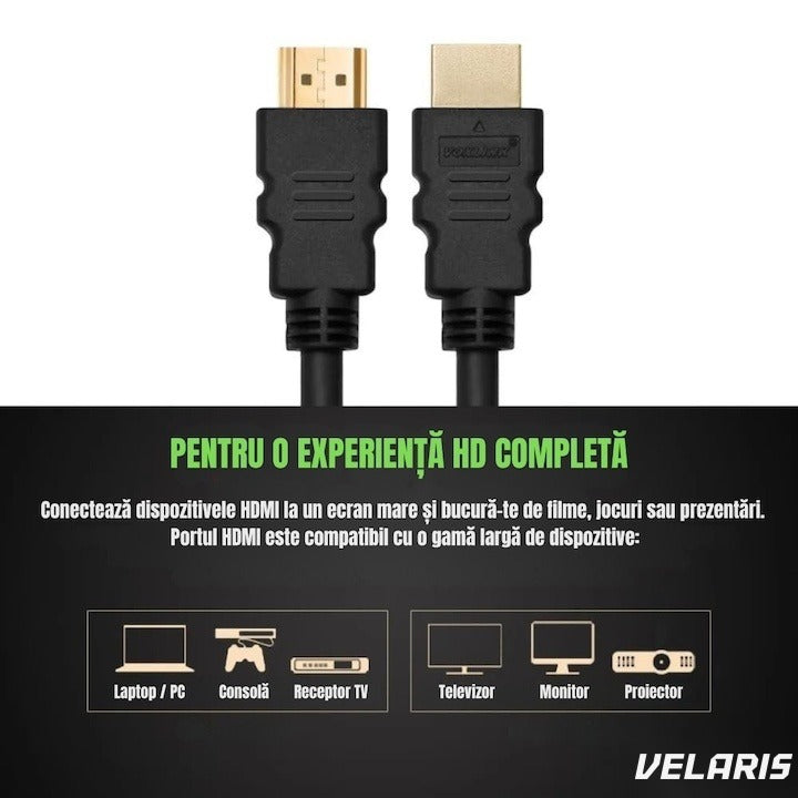 Cablu HDMI to HDMI, 1,8m, conectori aurii premium, 4K Ultra HD 60Hz, negru