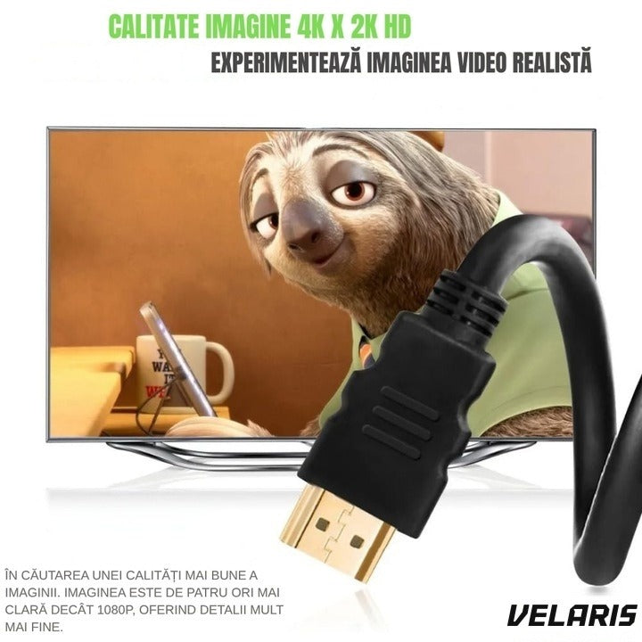 Cablu HDMI to HDMI, 1,8m, conectori aurii premium, 4K Ultra HD 60Hz, negru