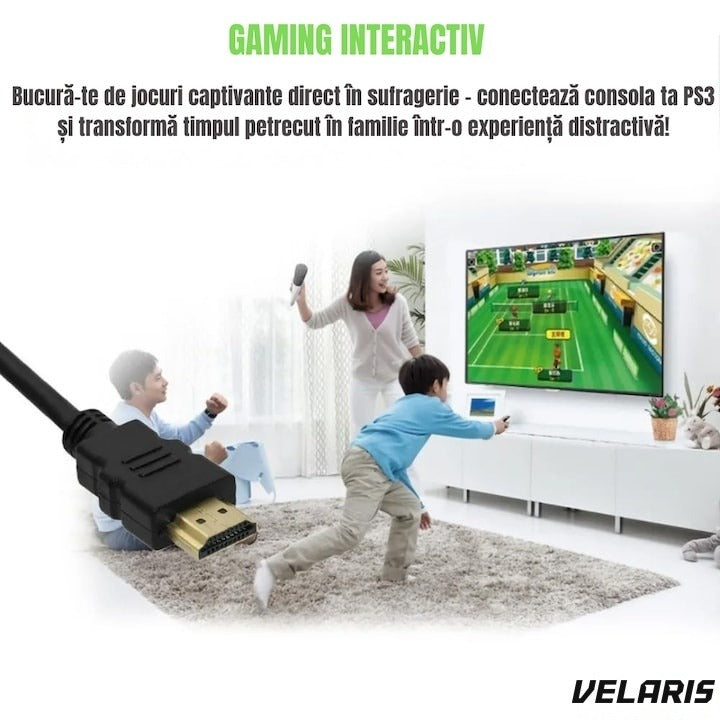 Cablu HDMI to HDMI, 1,8m, conectori aurii premium, 4K Ultra HD 60Hz, negru