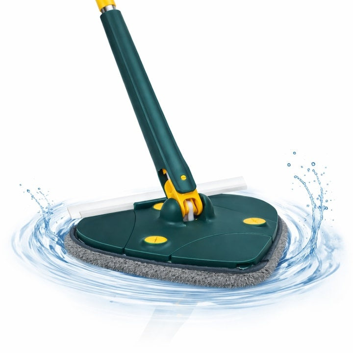 Mop în formă de inimă, cap rotativ 360°, telescopic 127 cm, Verde, cârpe microfibră