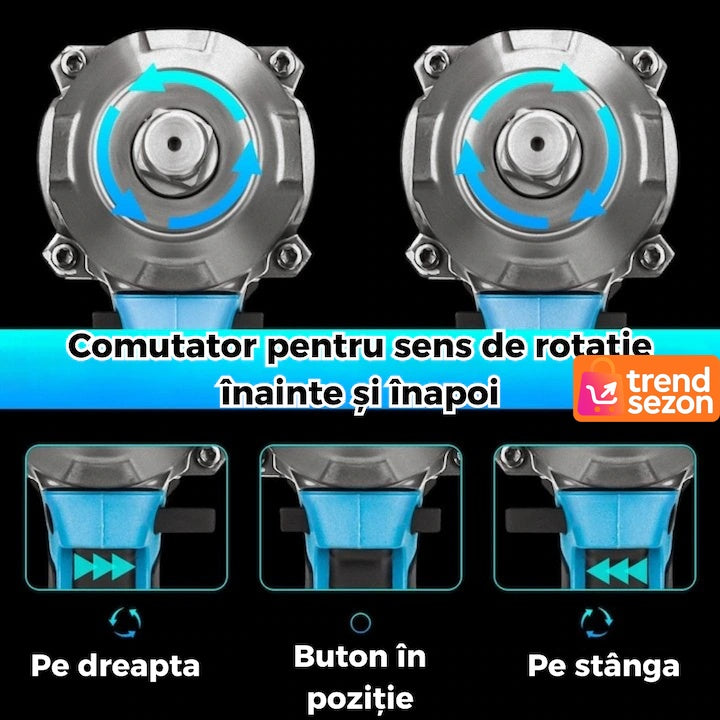 Șurubelniță cu impact 1000Nm 48VF Brushless, 2 acumulatori 4.0Ah, cutie transport, încărcător rapid, LED