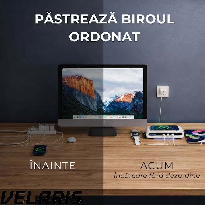 Incarcator fara fir 4 in 1 cu conectare USB-C si 2 sloturi USB
