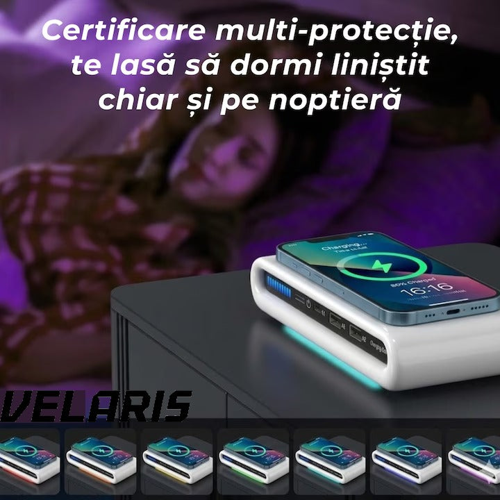Incarcator fara fir 4 in 1 cu conectare USB-C si 2 sloturi USB