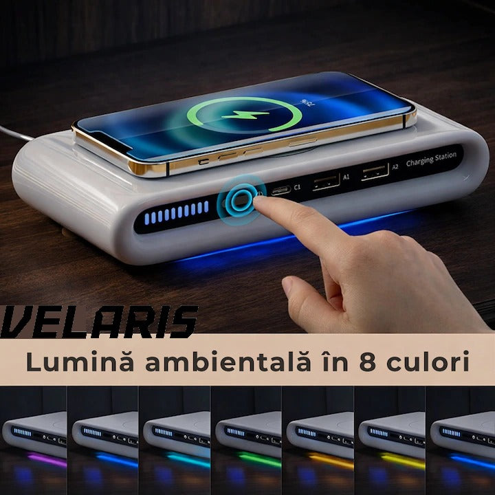 Incarcator fara fir 4 in 1 cu conectare USB-C si 2 sloturi USB