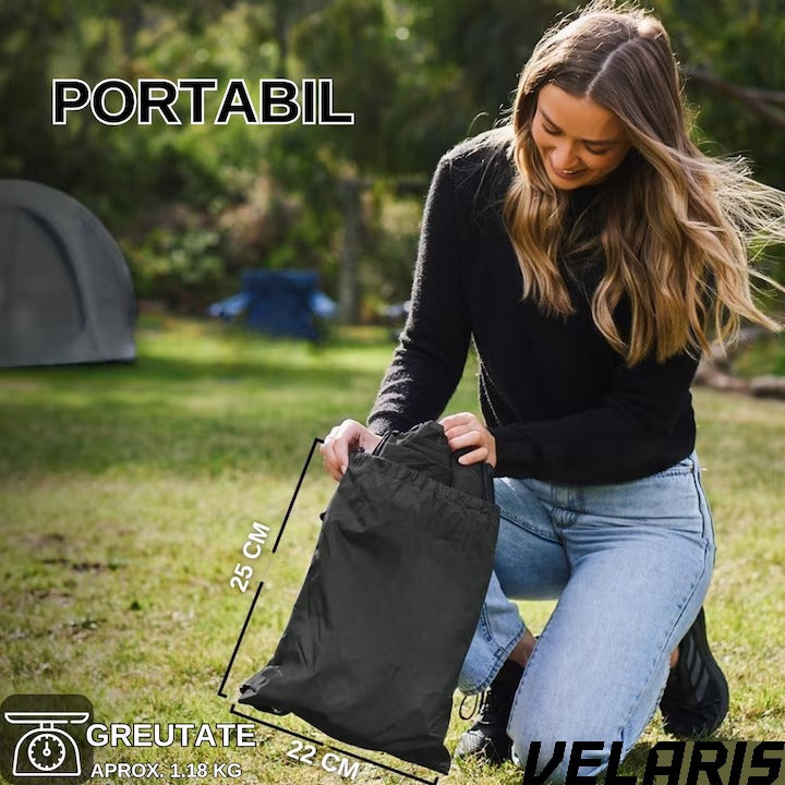 Saltea gonflabilă tip șezlong Lazybag, umflare fără pompă, plajă/picnic/camping, rucsac inclus, 190 x 70 cm, negru