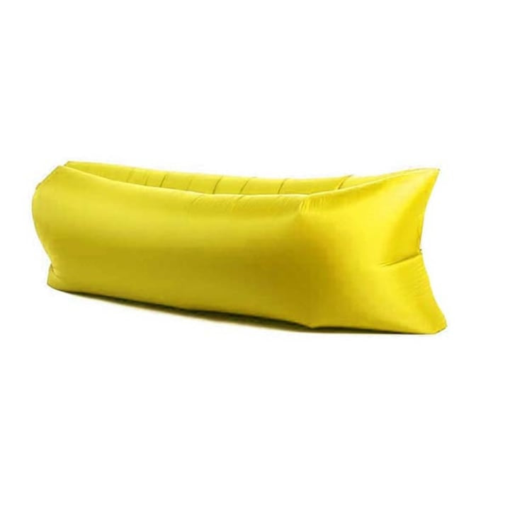 Saltea gonflabilă tip Lazybag, umflare fără pompă, 190x70 cm, rucsac inclus, galbenă