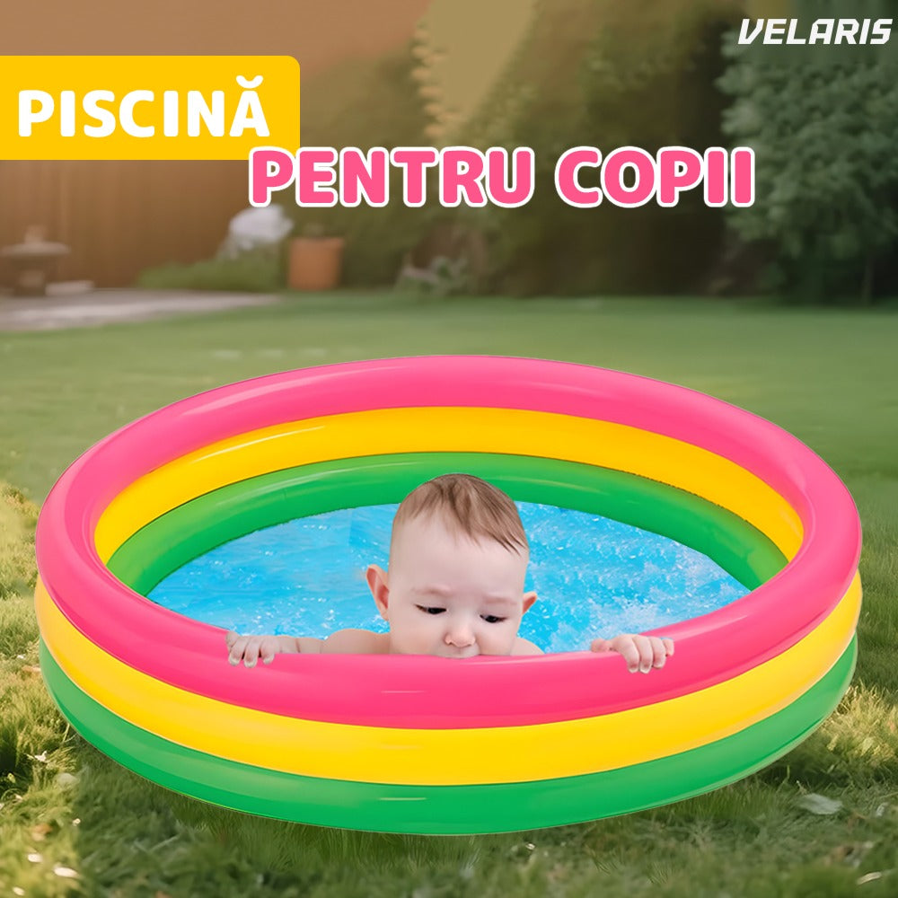 Piscină gonflabilă copii, 90x23 cm, multicolor, sigură și rezistentă