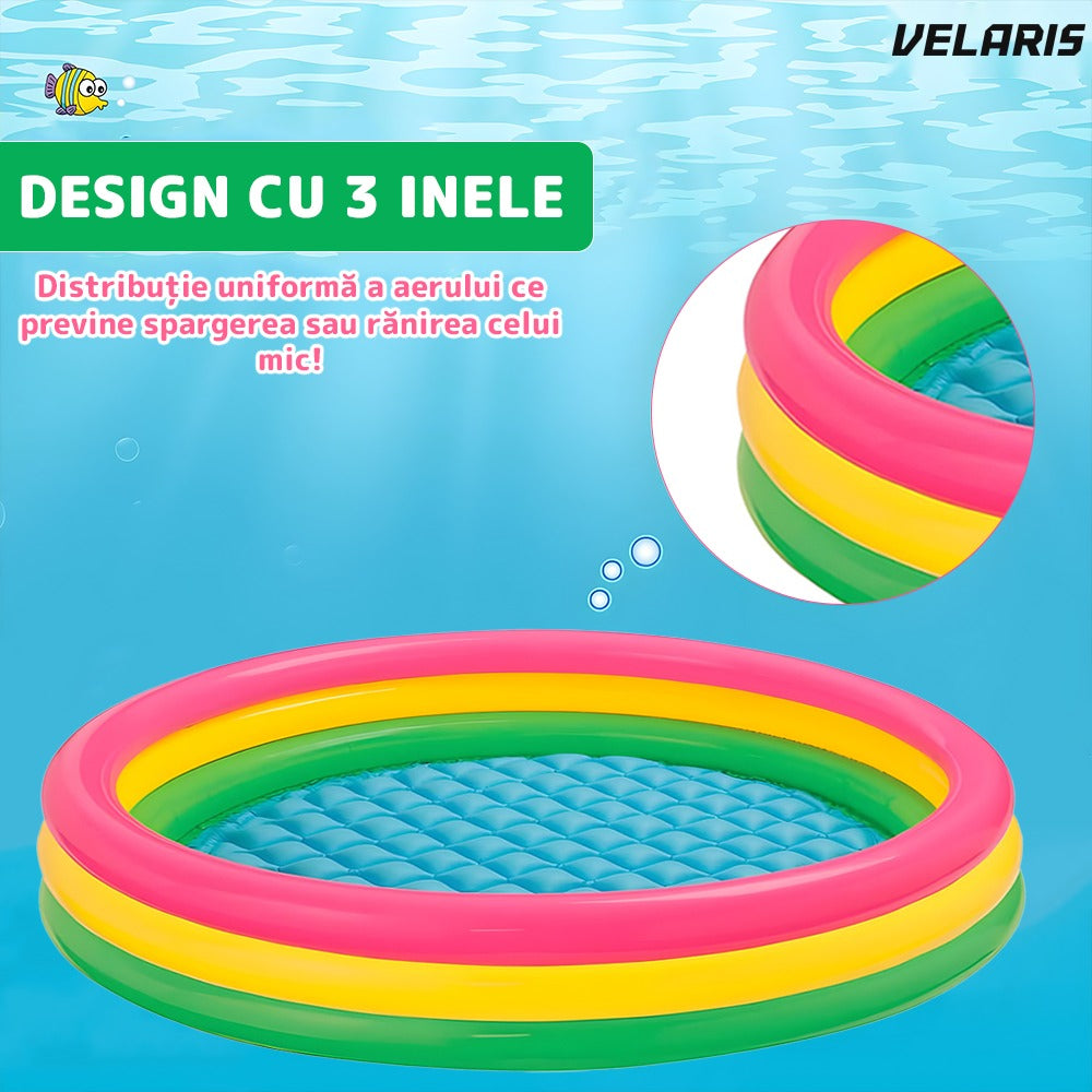 Piscină gonflabilă copii, 90x23 cm, multicolor, sigură și rezistentă