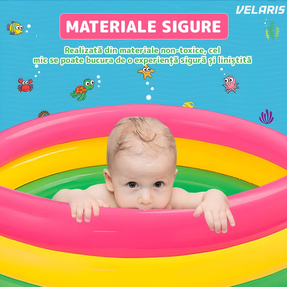 Piscină gonflabilă copii, 90x23 cm, multicolor, sigură și rezistentă