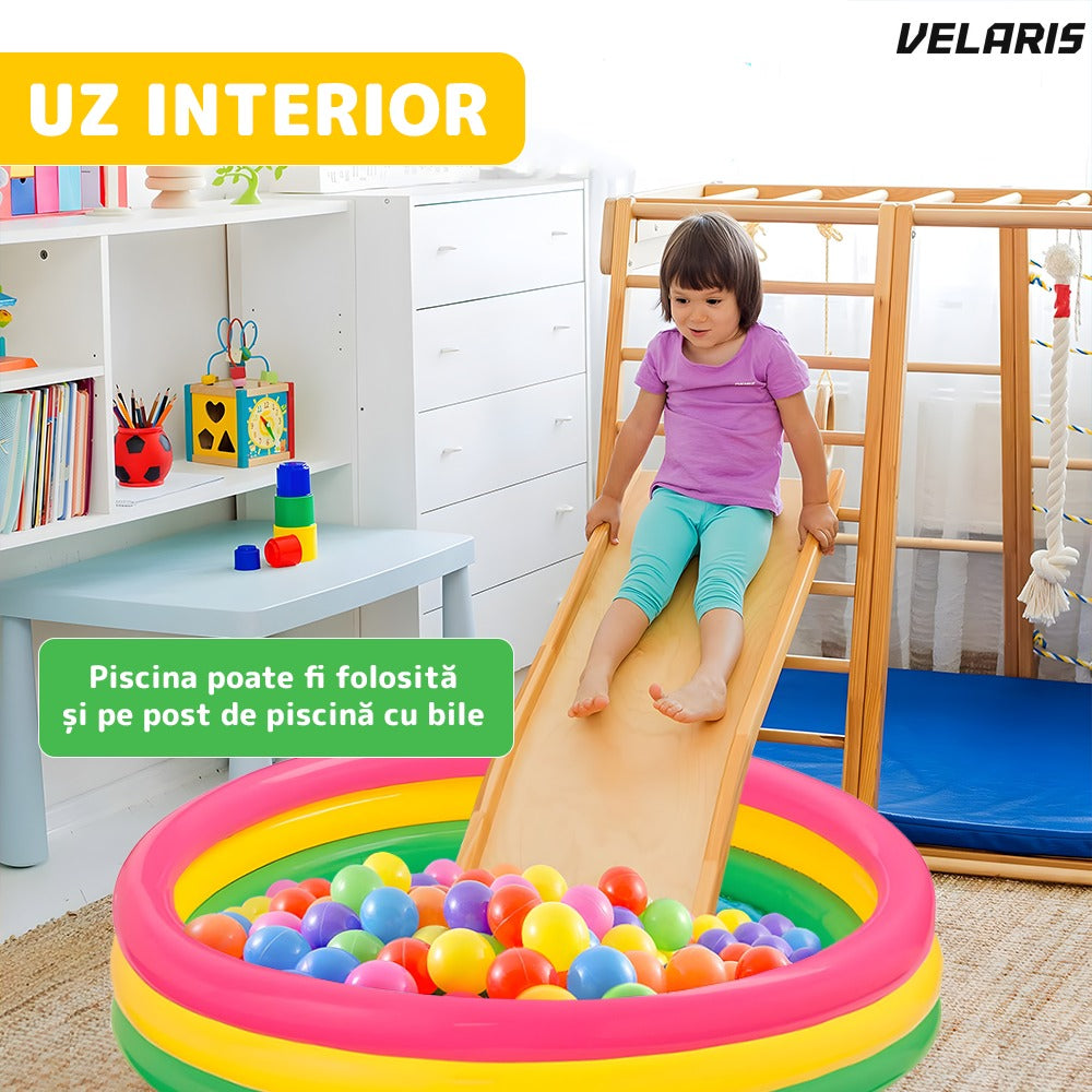 Piscină gonflabilă copii, 90x23 cm, multicolor, sigură și rezistentă
