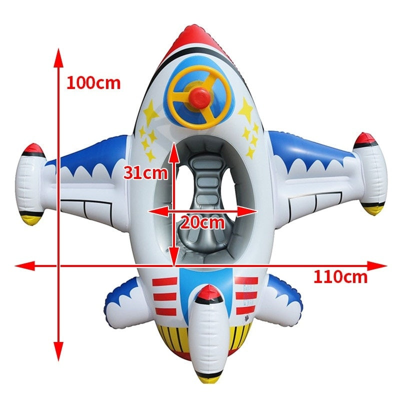 Colac gonflabil pentru copii model avion cu volan și claxon, multicolor, 1-4 ani