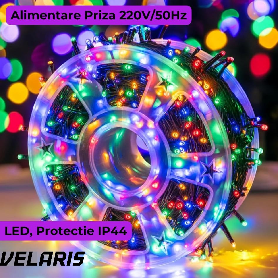 Instalatie Luminoasa LED de Craciun pentru Interior si Exterior, 50M, LED, Multicolor, Rezistenta la Ceata