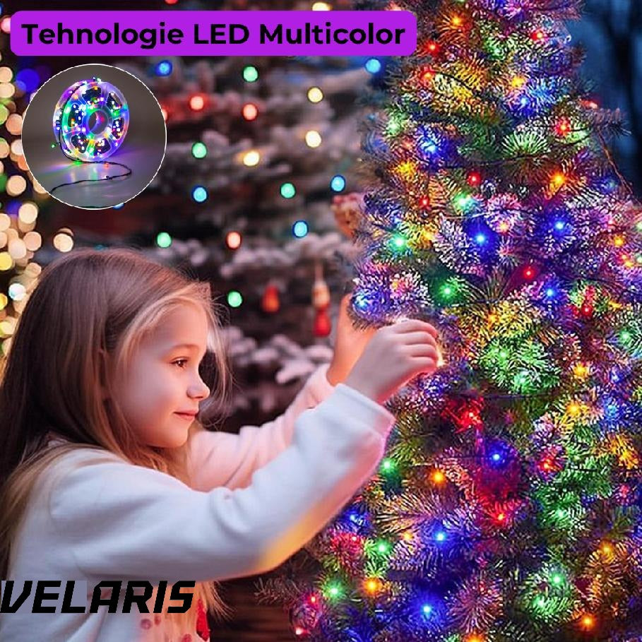 Instalatie Luminoasa LED de Craciun pentru Interior si Exterior, 100M, LED, Multicolor, Rezistenta la Ceata