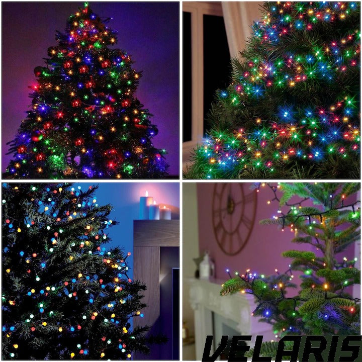 Instalatie luminoasa 100 LED-uri, 10 metri, pentru decor de Craciun, rezistenta si economica