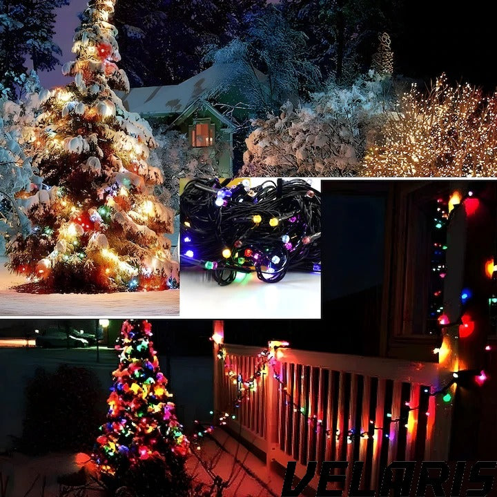 Instalatie luminoasa 100 LED-uri, 10 metri, pentru decor de Craciun, rezistenta si economica
