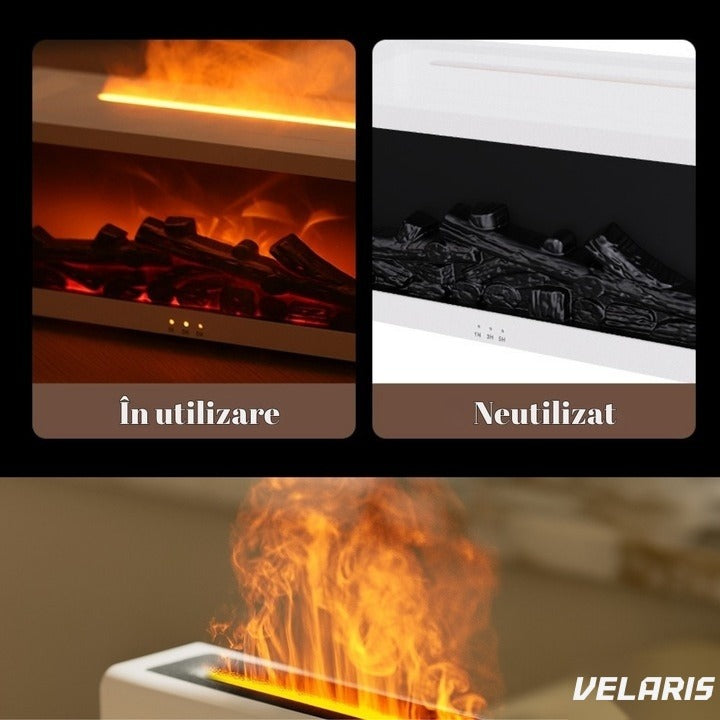 Umidificator 3D cu efect de flacără și aromaterapie, rezervor 200 ml, LED multicolor, USB, alb