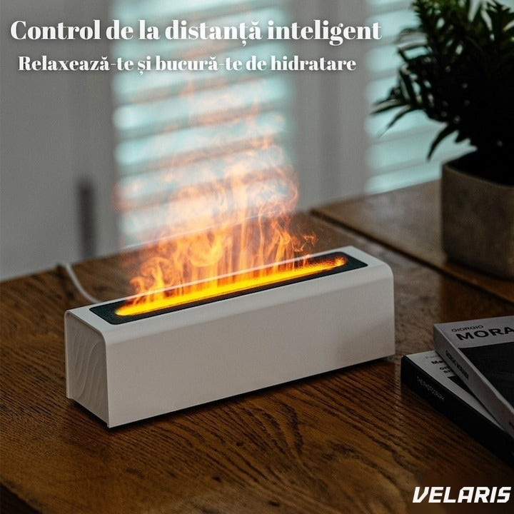 Umidificator 3D cu efect de flacără și aromaterapie, rezervor 200 ml, LED multicolor, USB, alb