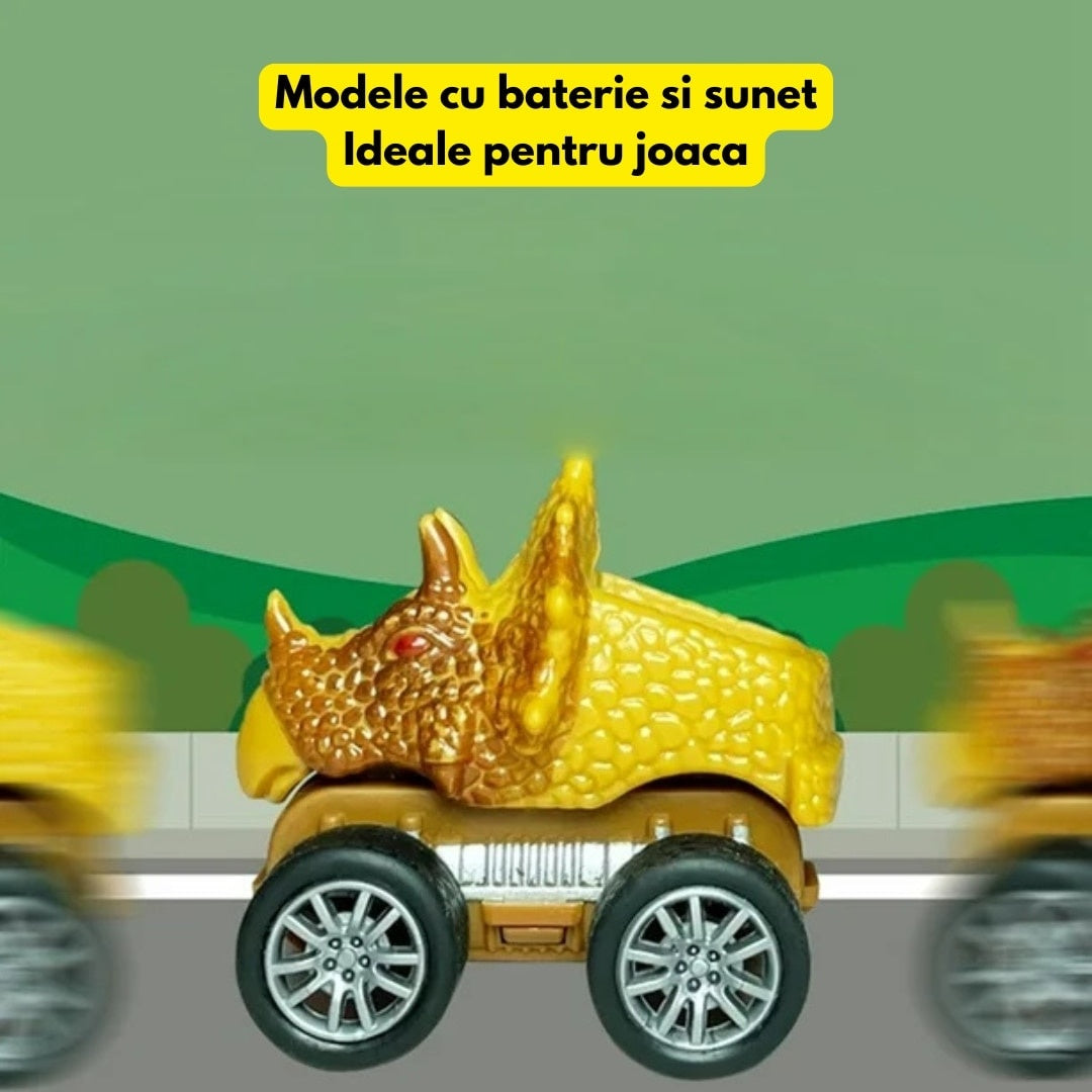 Camion Dinozaur Interactiv cu Lumini, Sunete, 3 Vehicule Detașabile și Rampă