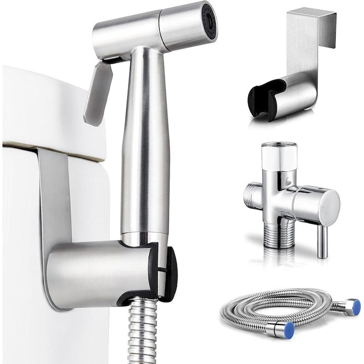 Set Duș Igienă Intimă cu Baterie Bidet, Cap Duș, Furtun 1.2 m, Inox