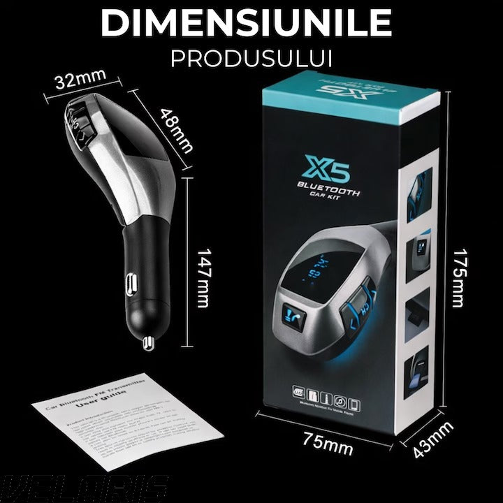 Kit Auto cu Functie de Modulator FM si Bluetooth, Compatibil cu Dispozitive Mobile, Functie Handsfree