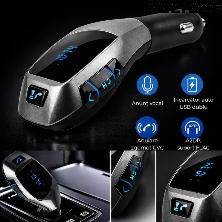 Kit Auto cu Functie de Modulator FM si Bluetooth, Compatibil cu Dispozitive Mobile, Functie Handsfree