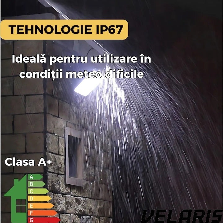 Lampa Solara si panou separat, 200W, 130 LED COB, IP67, Telecomanda, Iluminare 10 Ore, Instalare Fara Intretinere