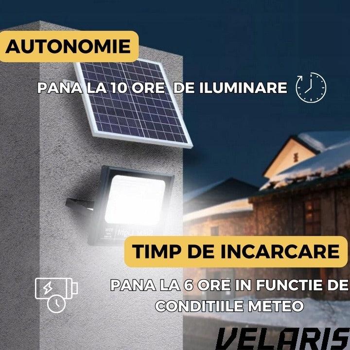 Lampa Solara si panou separat, 200W, 130 LED COB, IP67, Telecomanda, Iluminare 10 Ore, Instalare Fara Intretinere