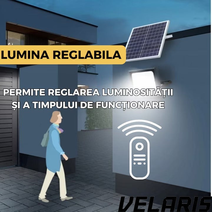 Lampa Solara si panou separat, 200W, 130 LED COB, IP67, Telecomanda, Iluminare 10 Ore, Instalare Fara Intretinere