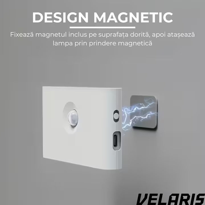 Lampa veghe dreptunghiulara pentru perete cu senzor de miscare si senzor crepuscular, LED 3000K cu iluminare laterala, reincarcare USB-C pentru baie, dormitor si scari, 1 buc