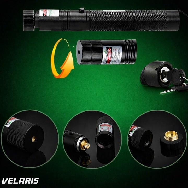 Pointer laser 405nm, 200mW, aluminiu, negru, cu blocare pentru copii, 100-500m