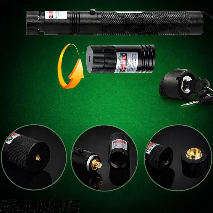 Laser Pointer 405nm, 200mW, aluminiu, negru, cu blocare pentru copii, 100-500m