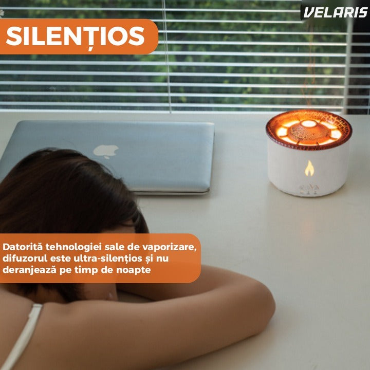 Difuzor aromaterapie cu lamă lava, LED 2 culori, 360ml, silent