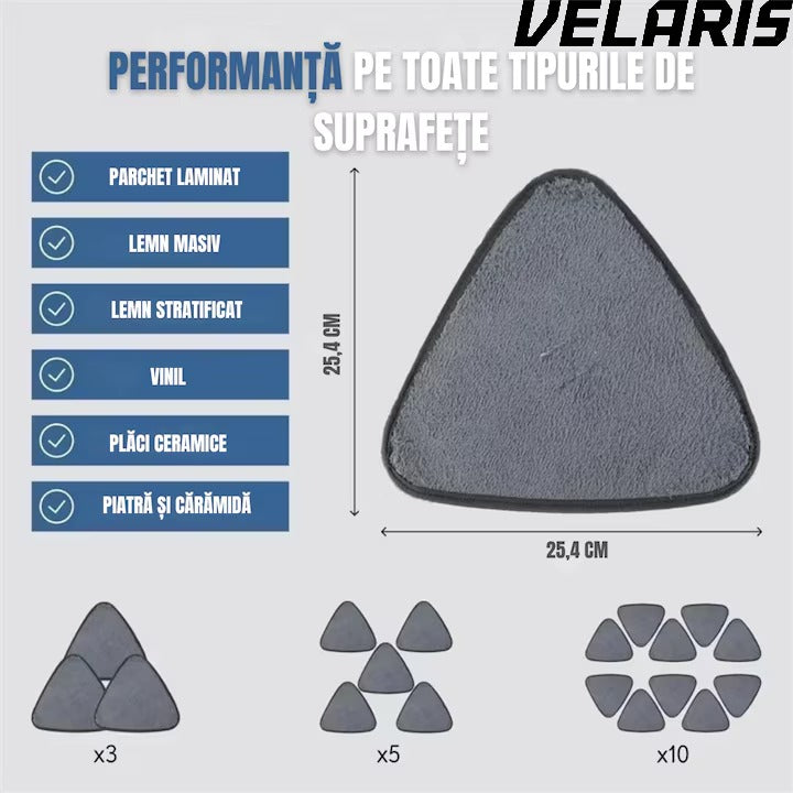 Laveta pentru mop triunghiular, material absorbant de inalta eficienta, ideala pentru curatarea rapida si temeinica a suprafetelor.