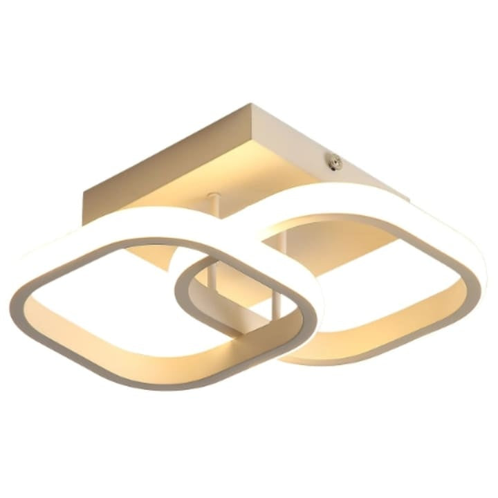 Plafonier LED 22W design modern cu pătrate, acril și metal, alb, 29x19x9 cm