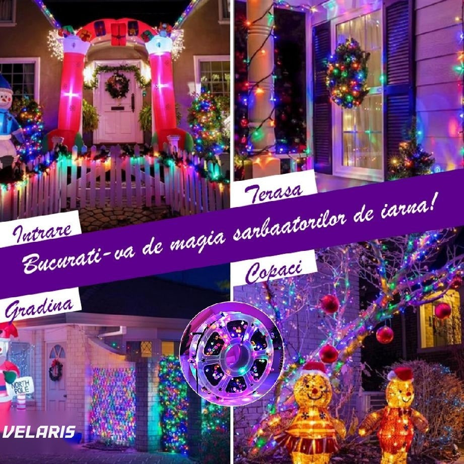 Instalație lumini LED de Crăciun interior/exterior, 50 m, multicolor, rezistentă la ceață