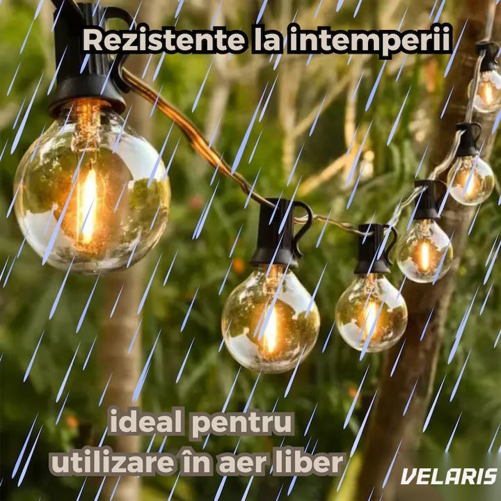Ghirlandă LED 8 m cu 25 becuri G40, interconectabilă, rezistentă outdoor IP65