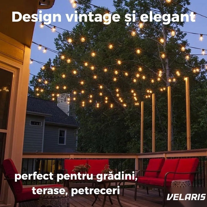 Ghirlandă LED 8 m cu 25 becuri G40, interconectabilă, rezistentă outdoor IP65