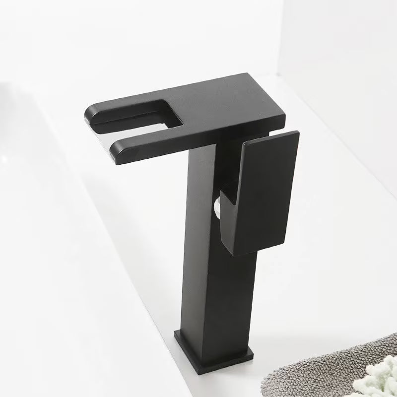 Baterie baie cascade LED RGB negru, senzor temperatură, alamă inoxidabilă