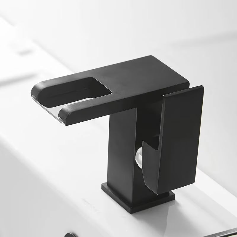 Baterie baie cascade LED RGB negru, senzor temperatură, alamă inoxidabilă