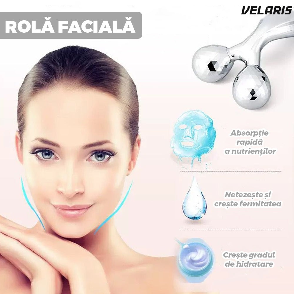 Dispozitiv lifting facial, 2 role 3D, gri, pentru față subțire
