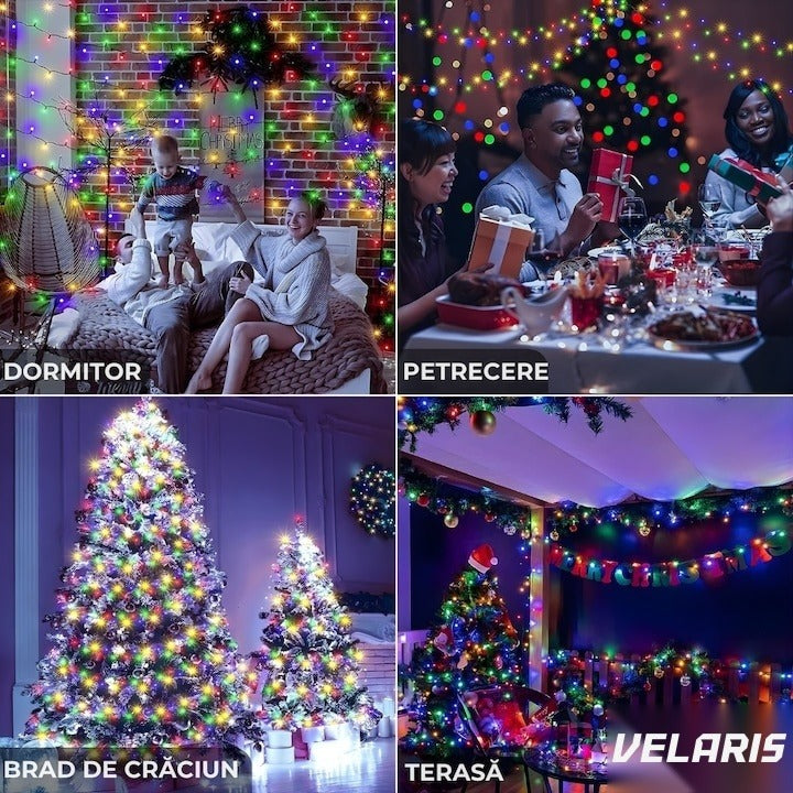 Instalație luminoasă LED de Crăciun, 100 LED-uri, 10 m, alb cald, interior/exterior
