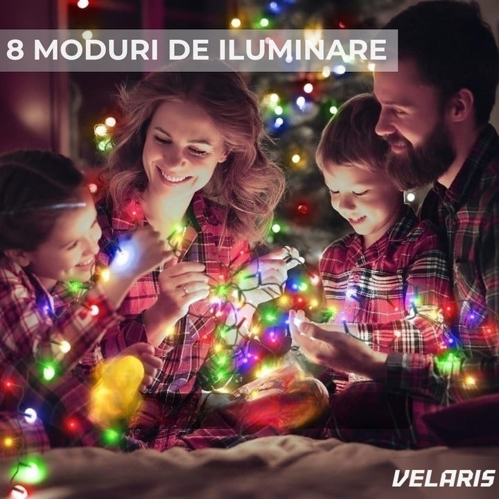 Instalație luminoasă LED de Crăciun, 100 LED-uri, 10 m, alb cald, interior/exterior