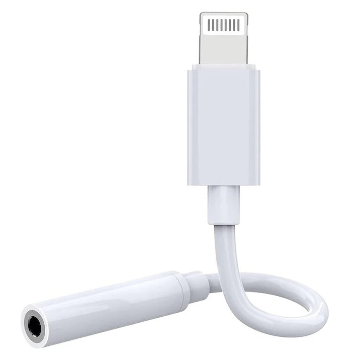 Adaptor Lightning la Jack 3.5 mm, alb, construct cupru