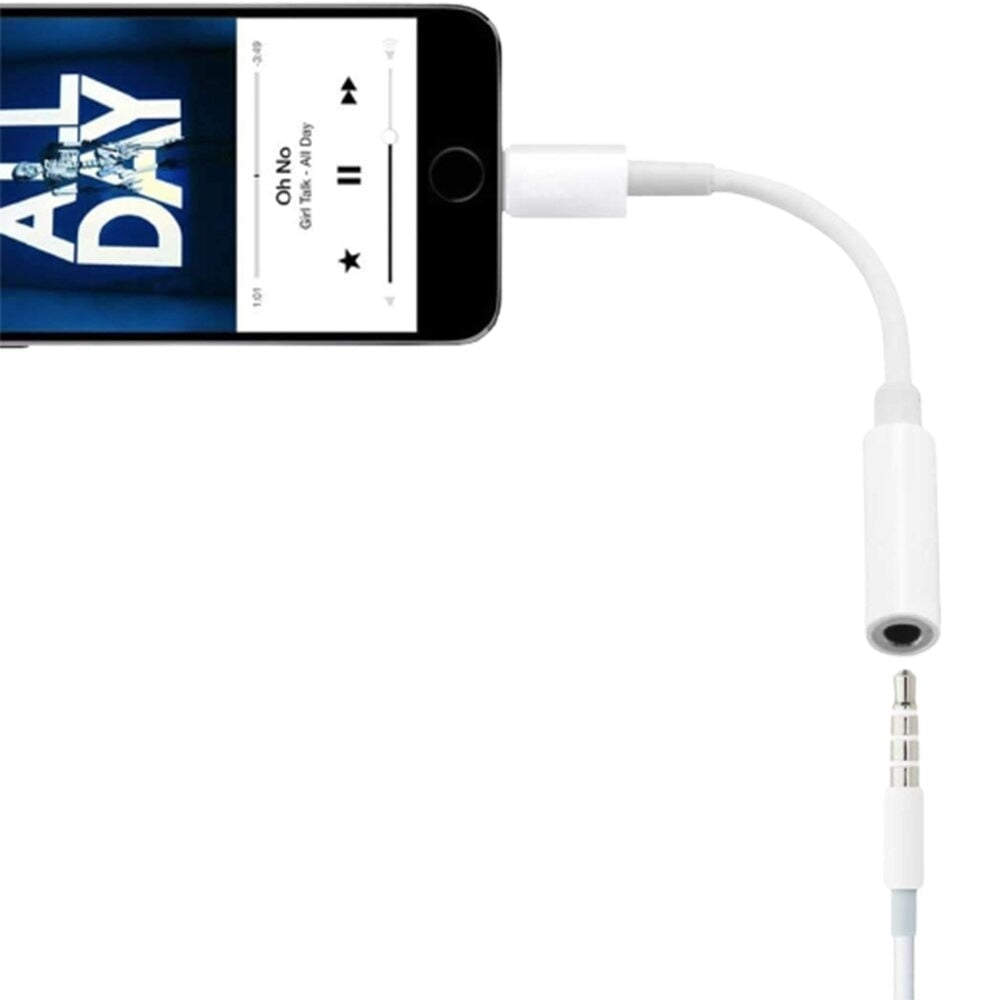 Adaptor Lightning la Jack 3.5 mm, alb, construct cupru