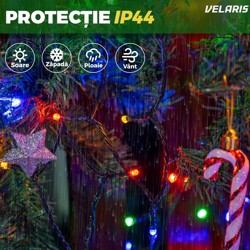 Ghirlandă luminoasă Crăciun 15 m, 200 LED, 8 efecte, rezistentă apă