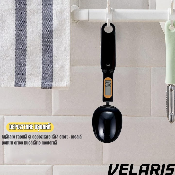 Lingurita de masurat digitala, capacitate 500 g, precizie 0.1 g, cu afisaj LCD, pentru ingrediente solide si lichide, Negru